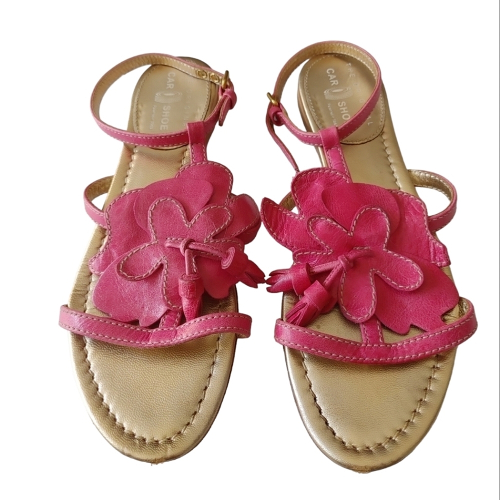 The Original Car Shoe by Prada Pink Floral Leather Sandals